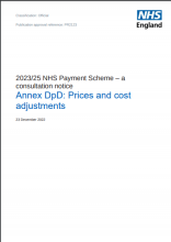 2023/25 NHS Payment Scheme – a consultation notice: Annex DpD: Prices and cost adjustments